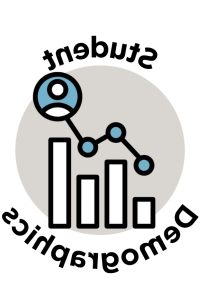 cartoon icon of white graph bars with a blue dot plot on top leading to a circle with a person insidein